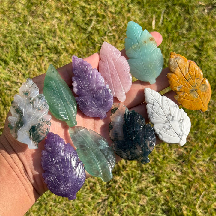 Natural Crystal Carving Leaf