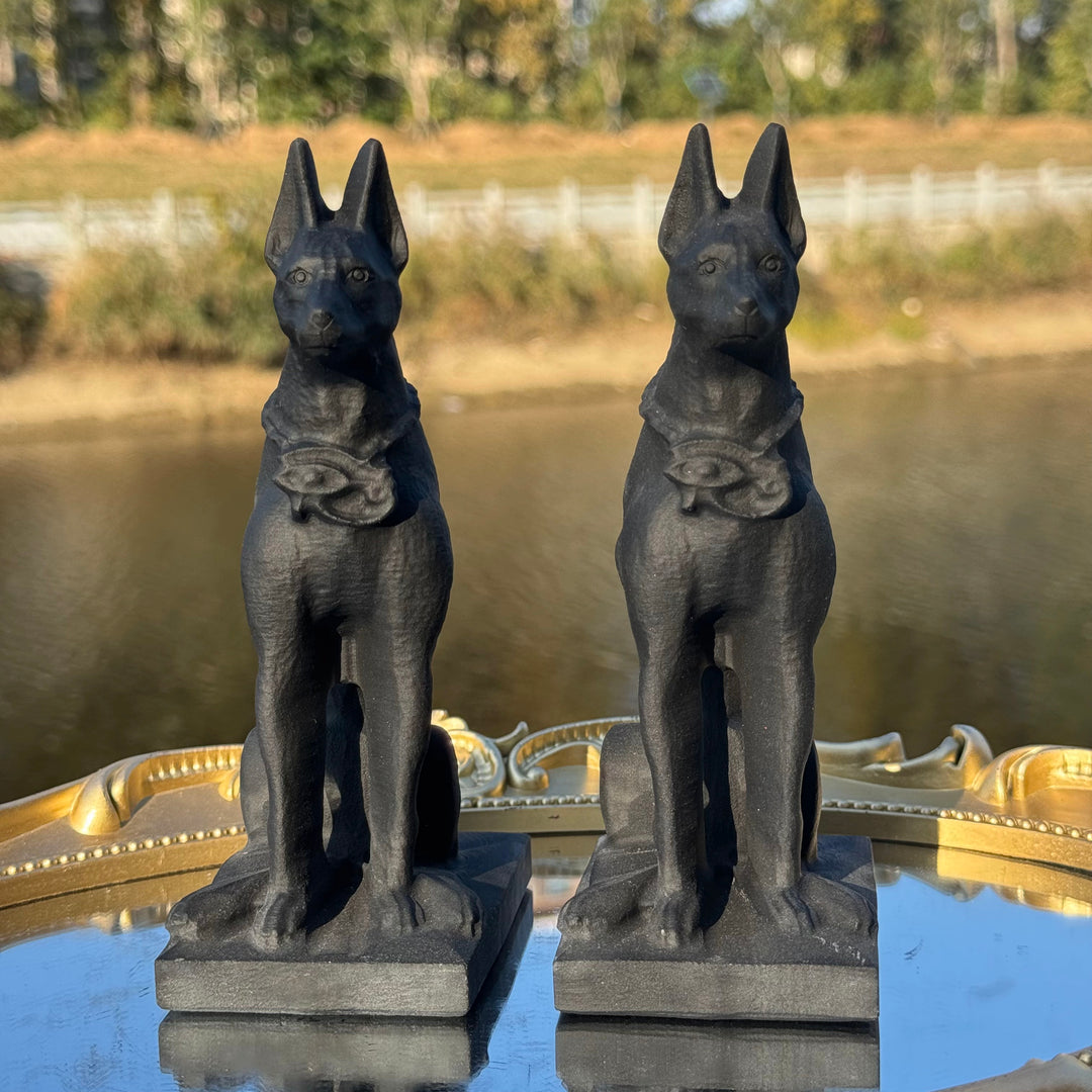 Natural Carved Obsidian Dog