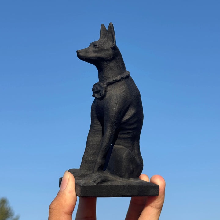 Natural Carved Obsidian Dog