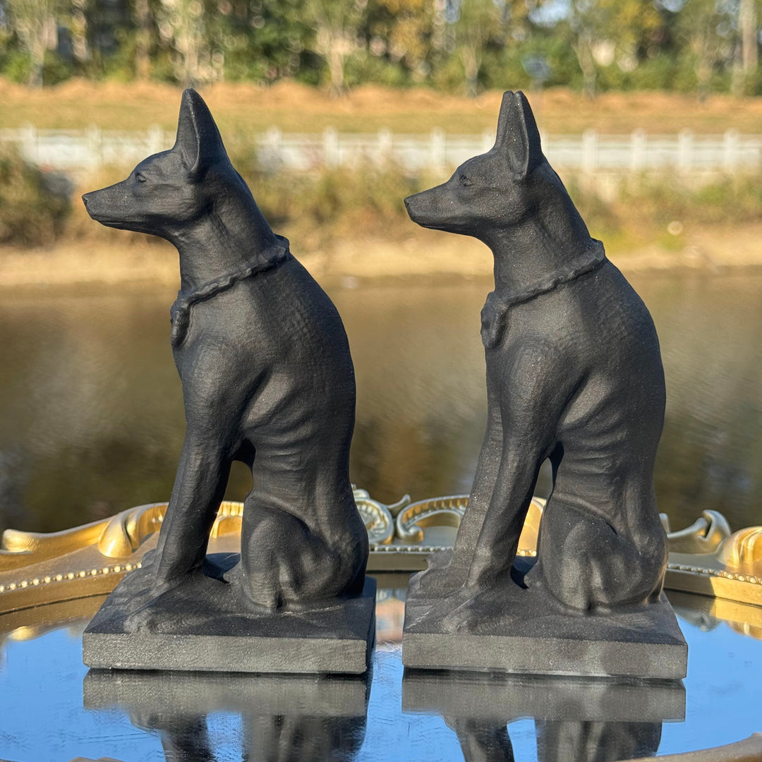 Natural Carved Obsidian Dog