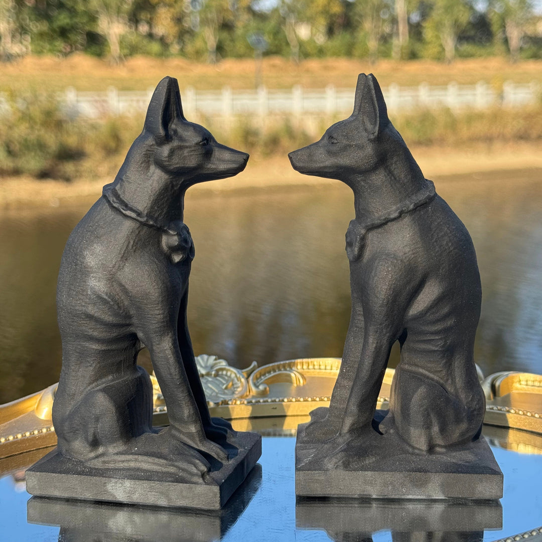 Natural Carved Obsidian Dog
