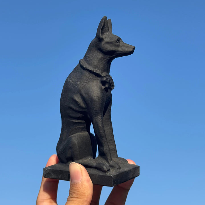 Natural Carved Obsidian Dog