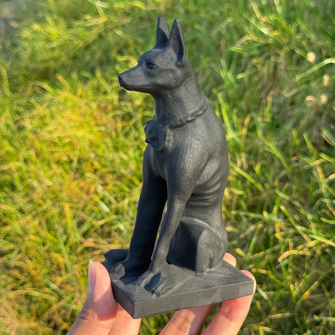 Natural Carved Obsidian Dog