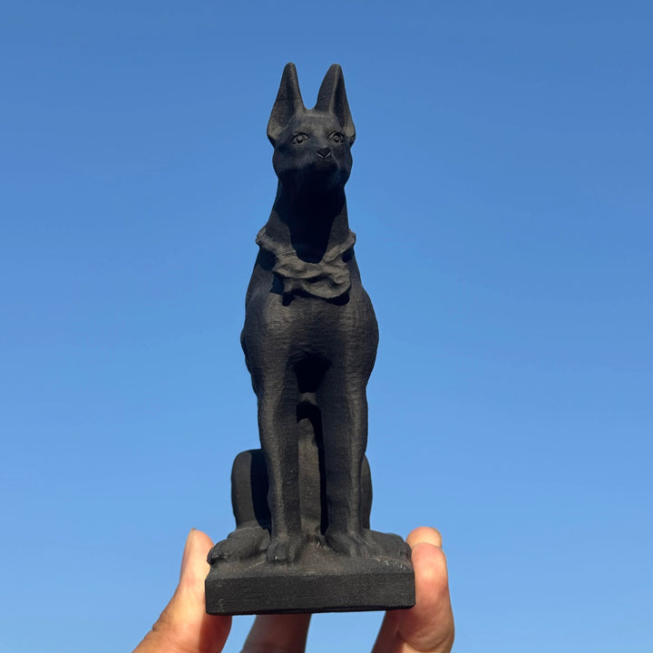 Natural Carved Obsidian Dog