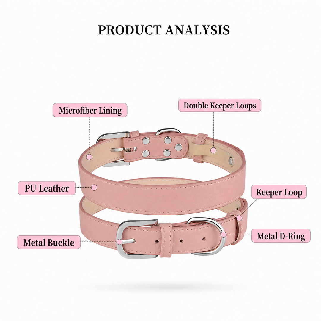 Natural Crystal Charm Dog Collar – Soft & Adjustable