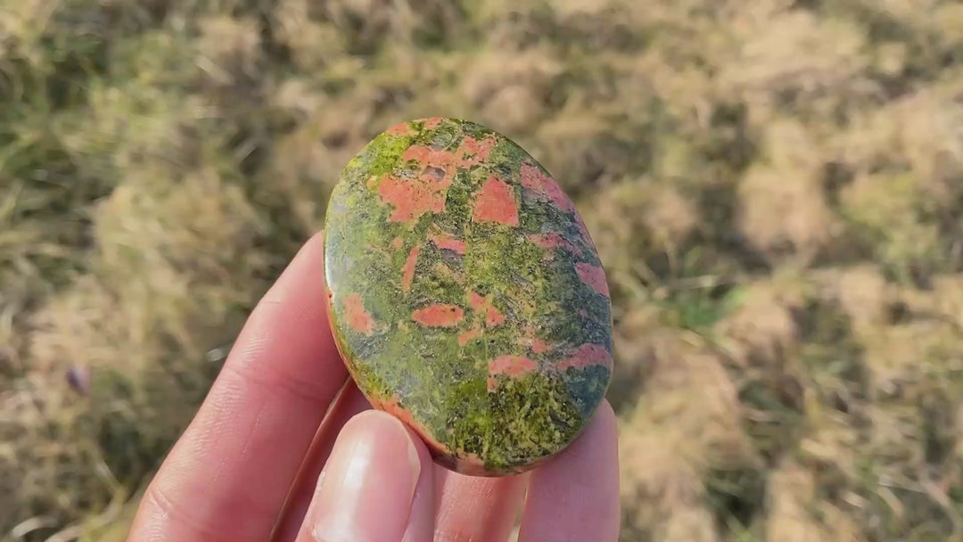 Natural Crystal Unakite Palm Stone