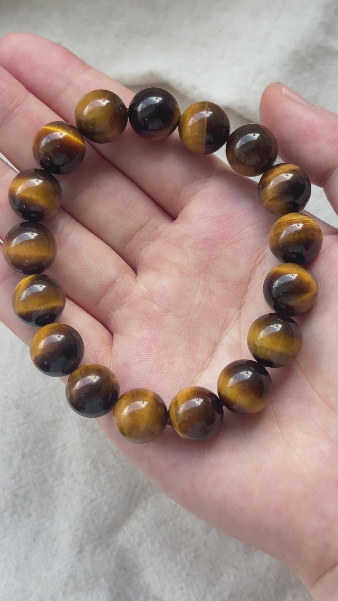 Yellow Tiger Eye Stone Bracelet 12.2-12.4mm