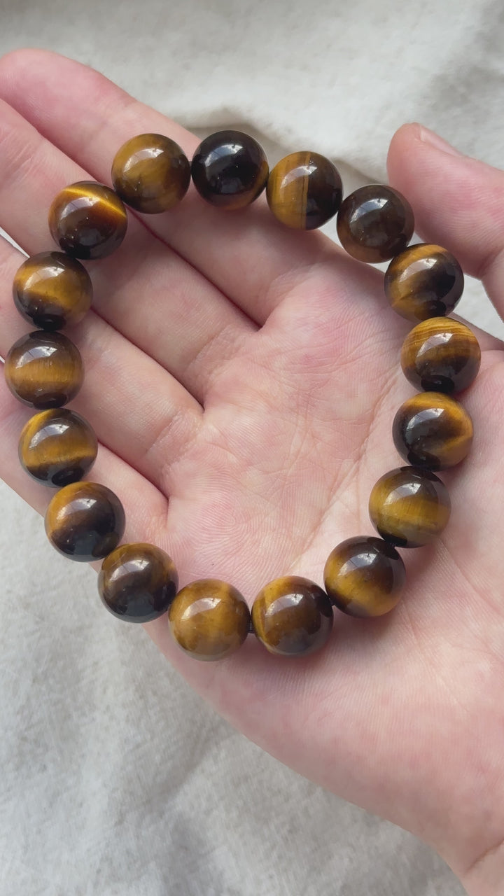 Yellow Tiger Eye Stone Bracelet 12.2-12.4mm