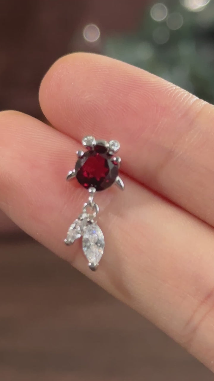 Red Garnet Stud Earrings