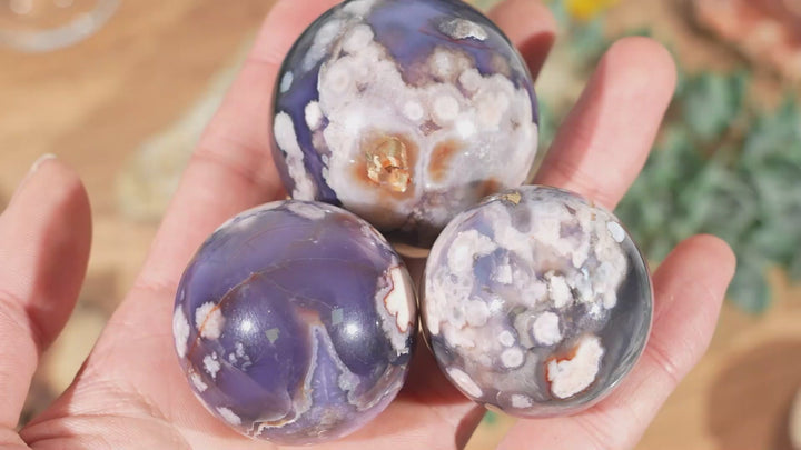 Natural Blue Flower Agate Sphere
