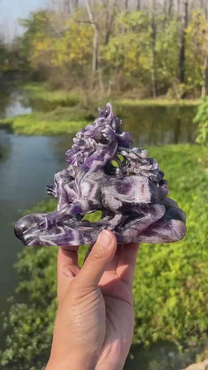 Dream Amethyst Deer Carving