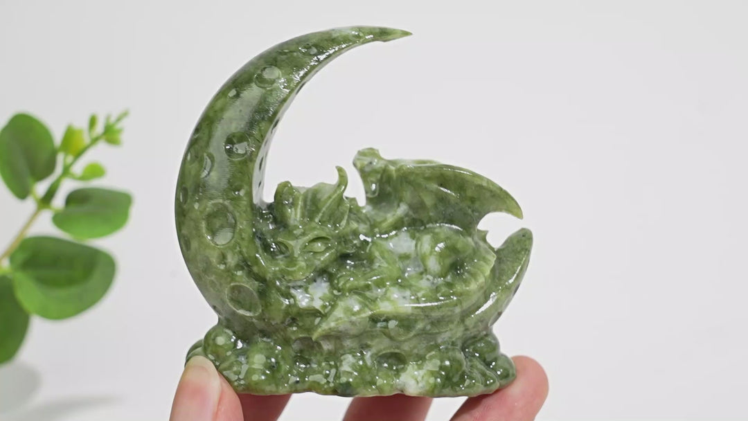 Natural Crystal Carving Moon Sleeping Dragon