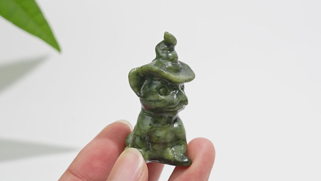Natural Crystal Wizard French Bulldog Carving
