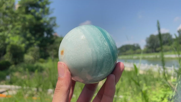 Unique,Natural Crystal Blue Quartzite Sphere