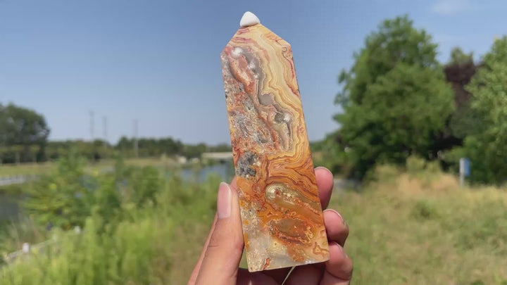 Unique, Natural Crystal Crazy Agate Point
