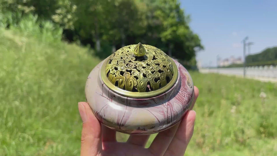 Natural Artistic Picture Jasper Incense Burner