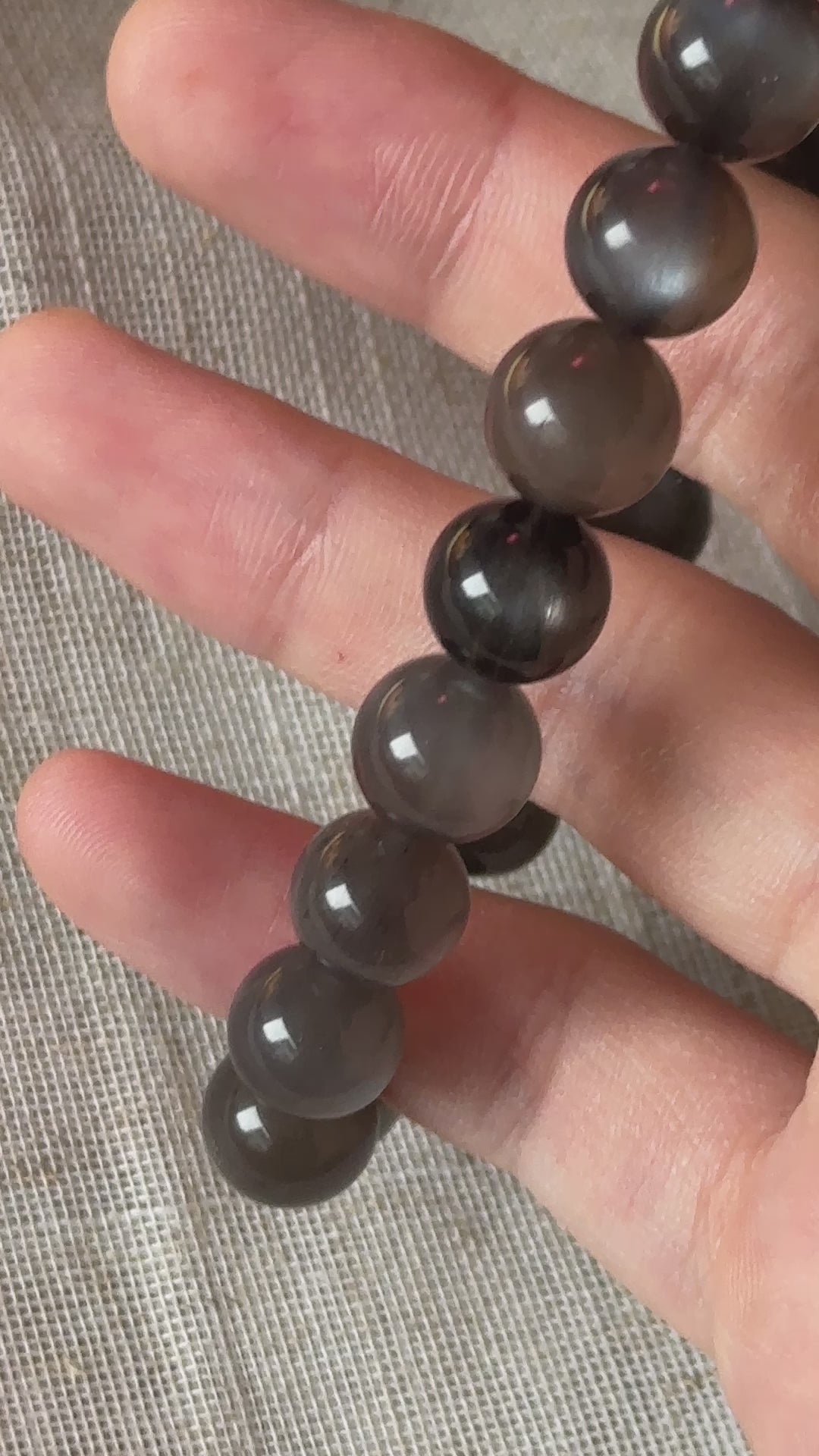 Black Moonstone with Sunstone Bracelet 10.3-10.5mm