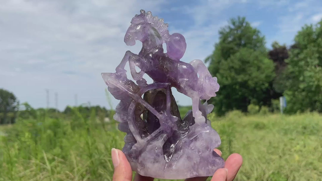 Unique,A Slightly Imperfect Natural Crystal Carving Ametrine Horse