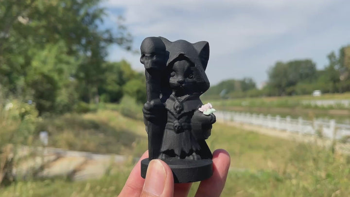 A Slightly Imperfect Natural Crystal Carving Black Obsidian Candy Wizard Cat