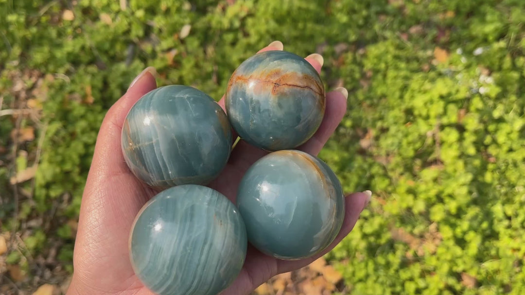 Natural Crystal Lemurian Aquatine Calcite Sphere