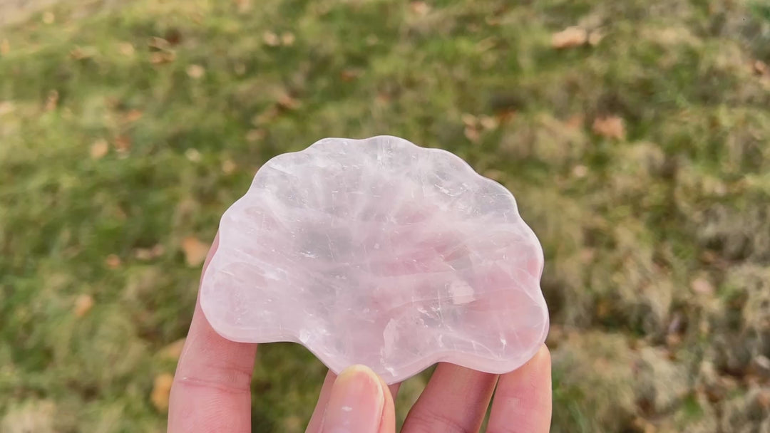 Natural Carving Rose Quartz Shell Bowl