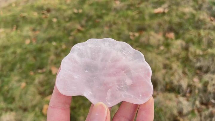 Natural Carving Rose Quartz Shell Bowl