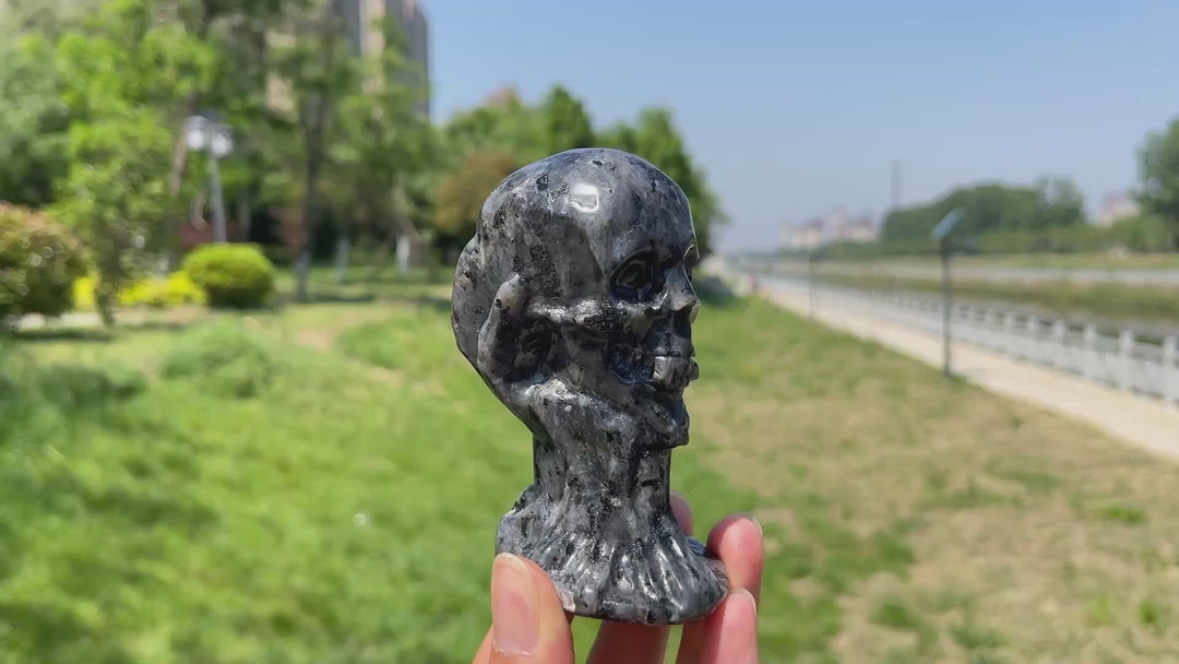 Natural Crystal Hand-Held Skull Carving