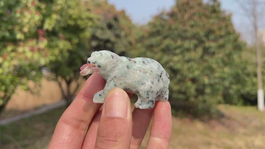 Natural Crystal Carving Polar Bear With Fish