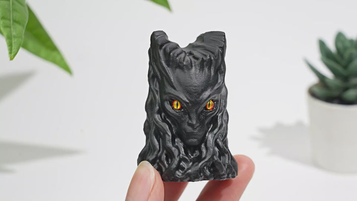 Natural Crystal Black Obsidian Tree Spirit Carving