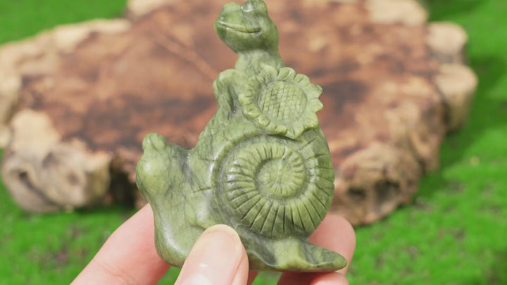 Natural Carving Frog and Snail Flower