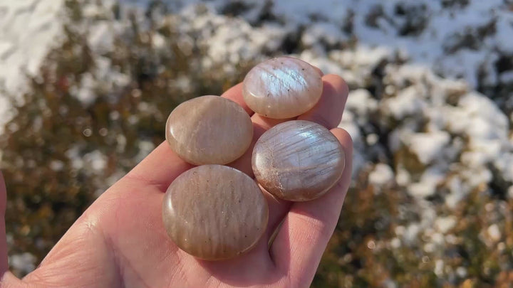 Natural Moonstone Round Palm Stone