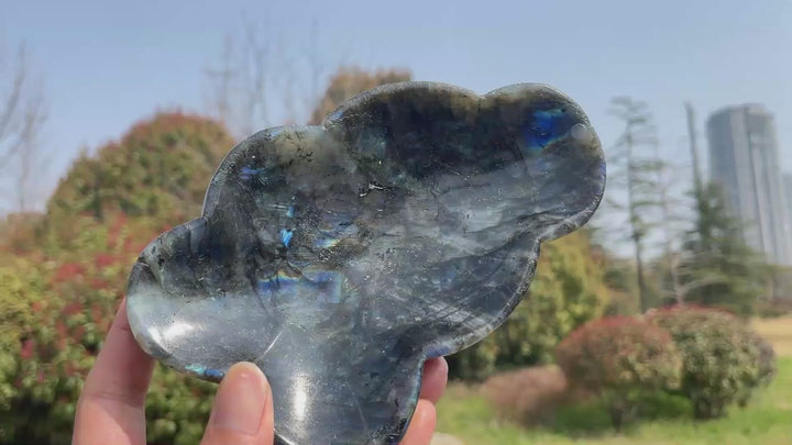 Unique,A Slightly Imperfect Crystal Natural Labradorite Bowl