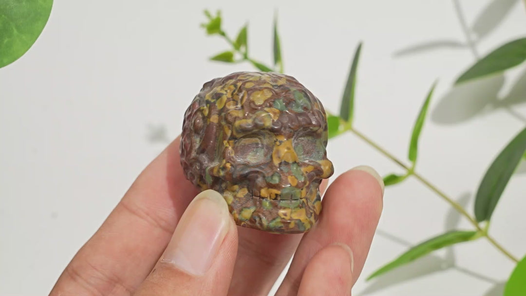 Natural Crystal Carving Floral Pattern Skull