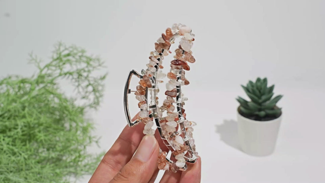 Natural Crystal Moon Hair Claw
