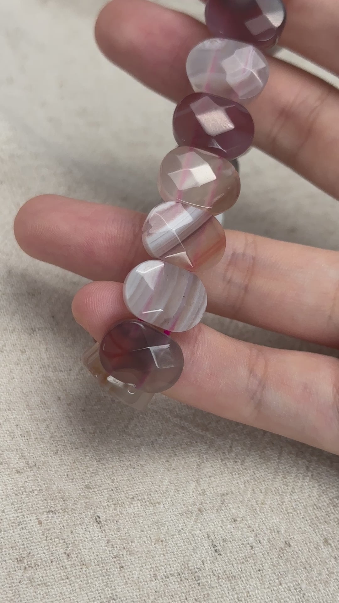 African Red Agate Square Bead Bracelet 14.3-14.5mm