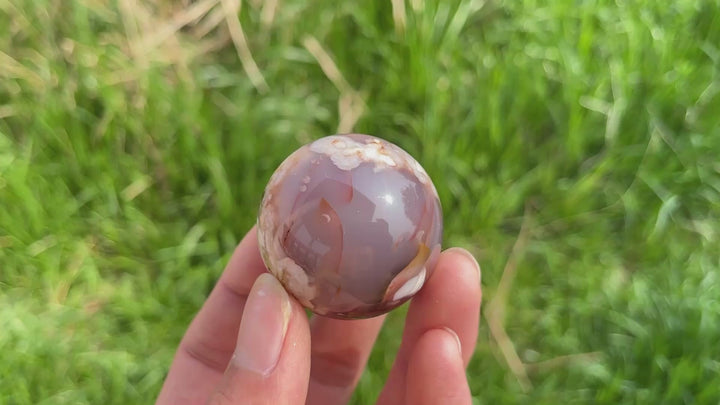 Natural Black Flower Agate Sphere