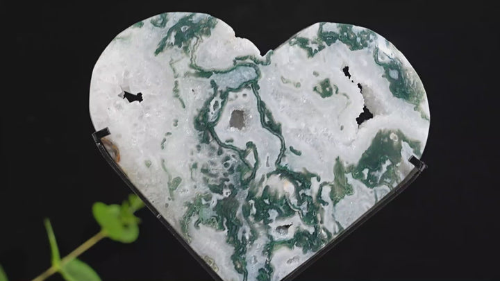 Imperfect,Unique Natural Crystal Moss Agate Heart