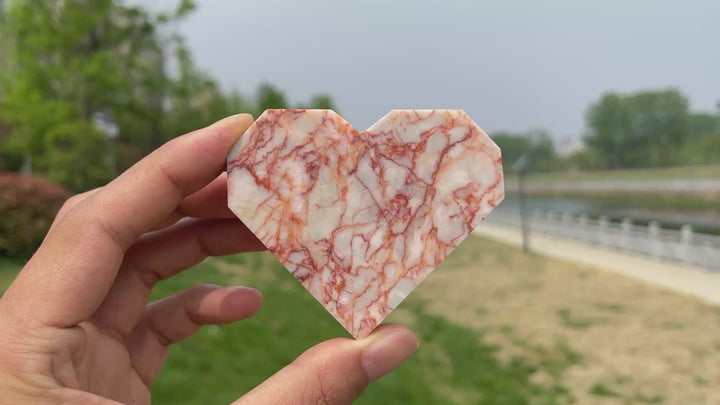Natural Red Network Jasper Heart