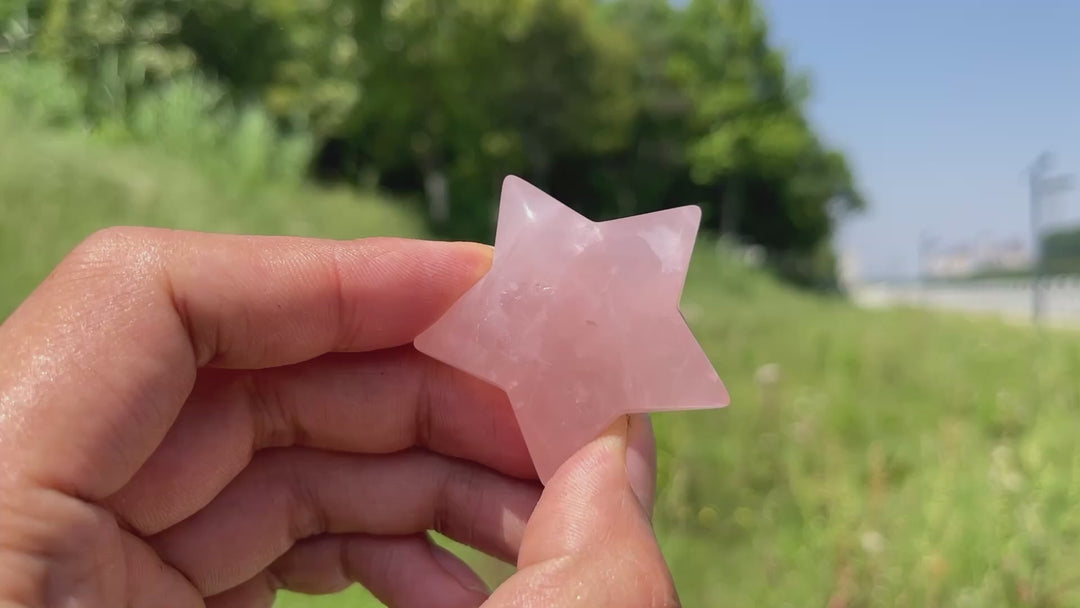 Natural Crystal Carving Rose Quartz Five Pointed Star