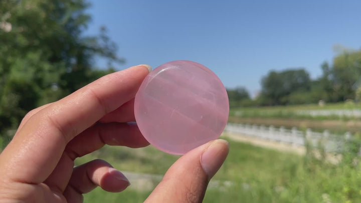 Natural Crystal Rose Quartz Palm Stone