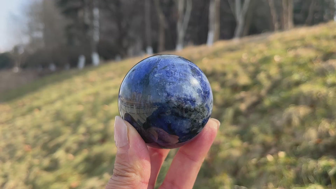 Natural Blue and White Porcelain Sodalite Sphere