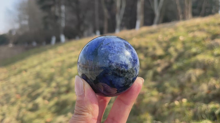 Natural Blue and White Porcelain Sodalite Sphere