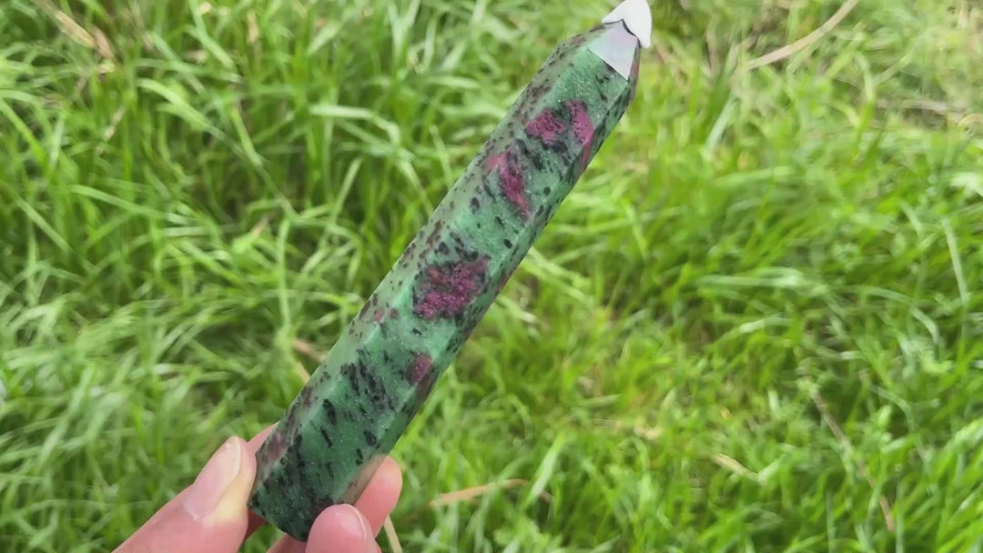 Natural Crystal Ruby In Zoisite Point