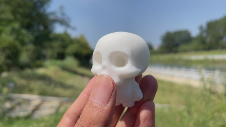 Natural Crystal Carved White Jade Skull