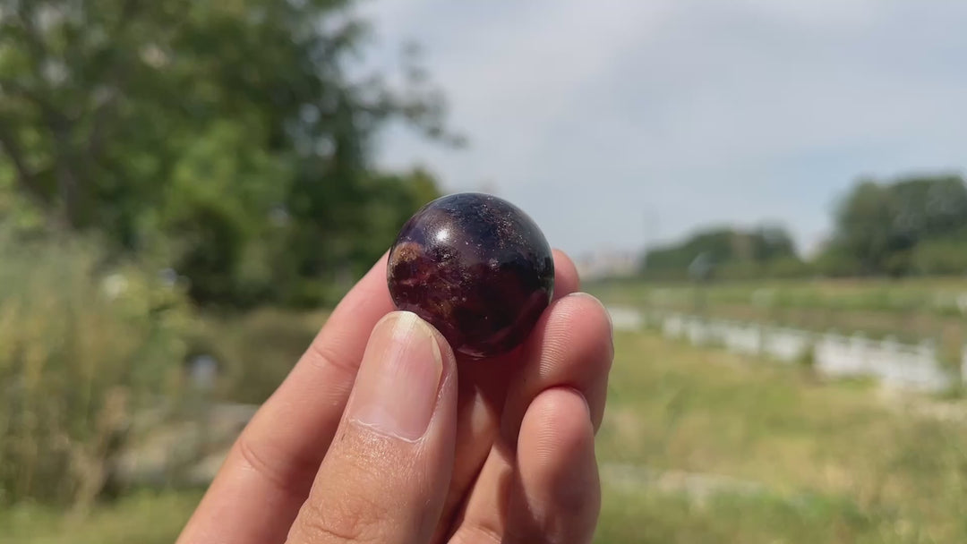 Natural Crystal Fluorite With Pyrite And Hematite Small Sphere