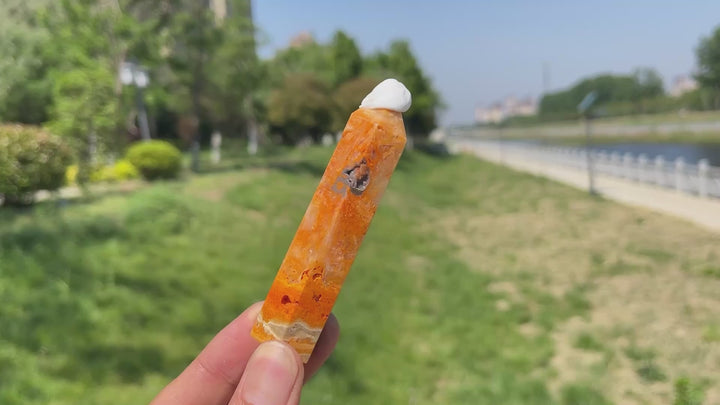 Natural Crystal Bumble Bee Jasper Point