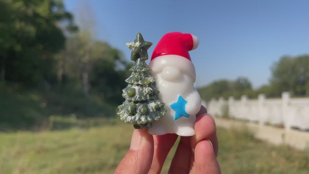 Natural Crystal Carving Christmas Tree With Santa Claus