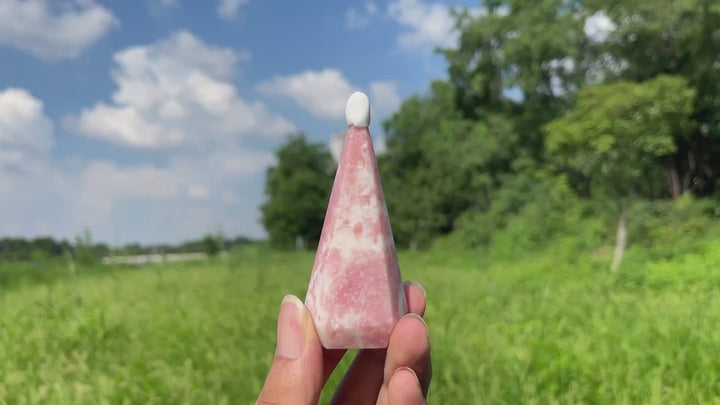 Natural Crystal Pink Opal Diamond Tower