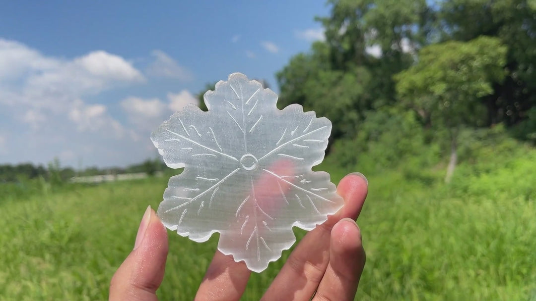 A Slightly Imperfect Natural Crystal Selenite Snowflake Carving
