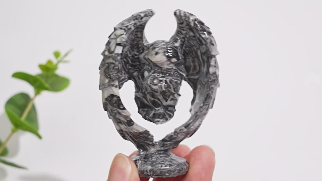 A Slightly Imperfect Natural Crystal Carving Hollow Wing Kneeling Angel